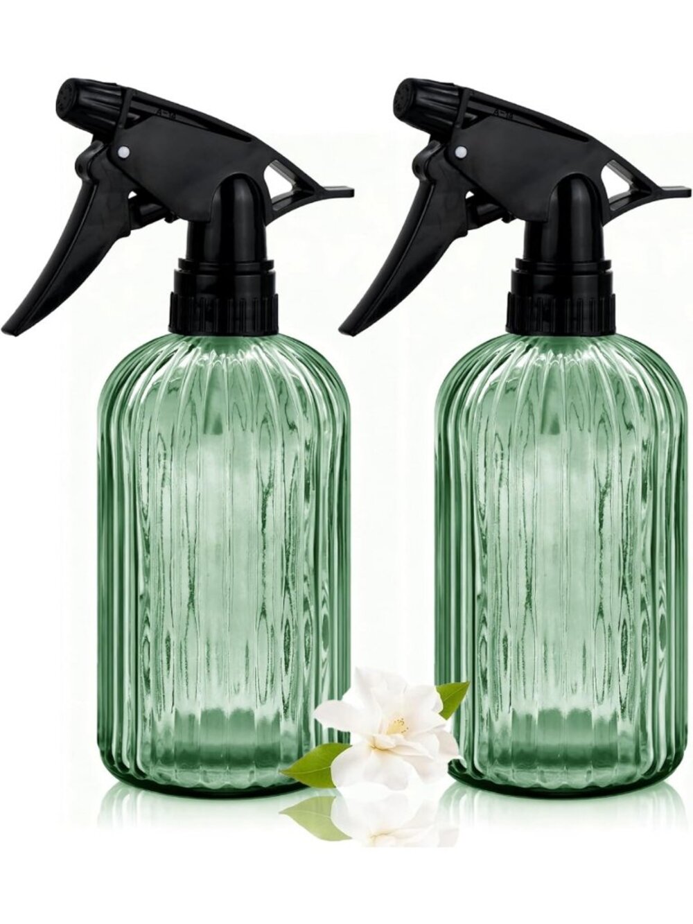 Green Glass Spray Bottles for Indoor Plants & Cleaning - Refillable 13.5oz
